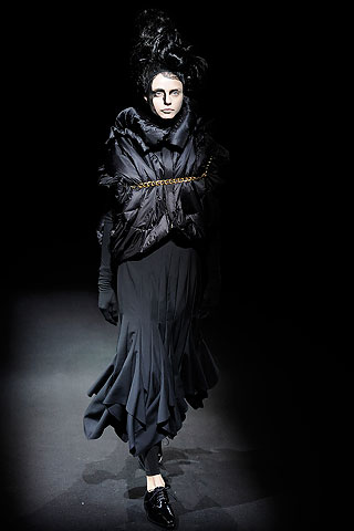 Falda larga irregular chaleco inflado negro Junya Watanabe